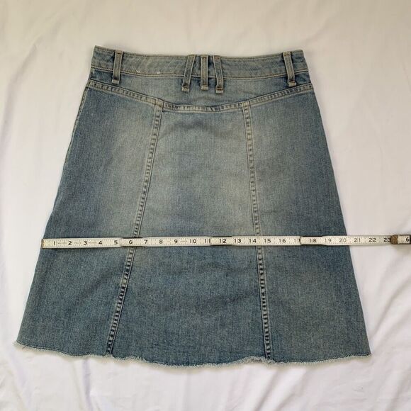 Mcguire Denim Button Front Colombier Skirt 24 Light Wash Raw Hem Michelada 20” - Picture 8 of 8